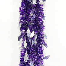 Purple laser Halloween tinsel garland with white ghost